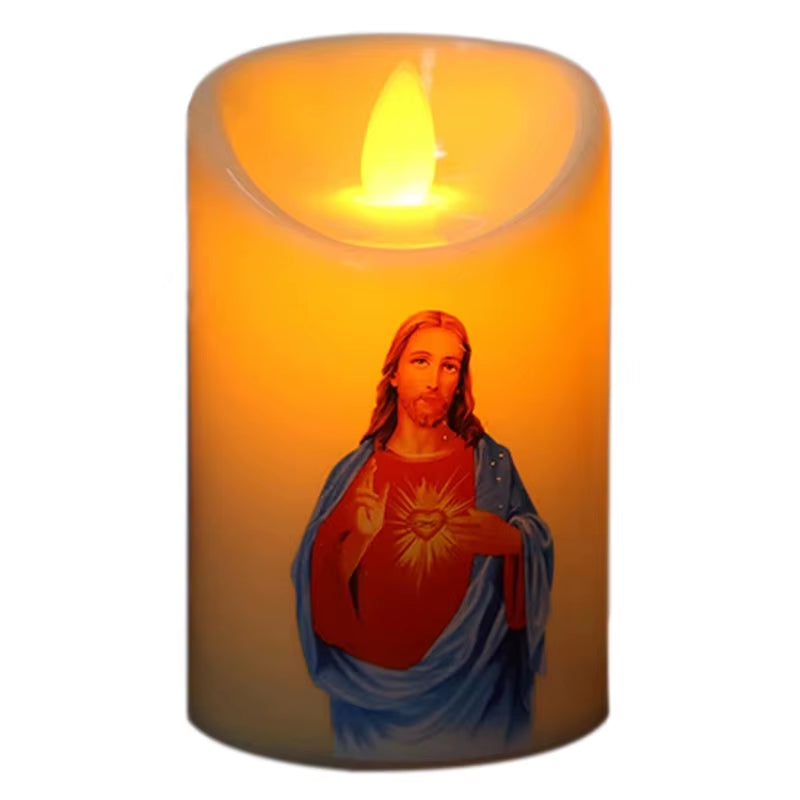 Bougies Jésus-Christ, lampe LED, photophore romantique