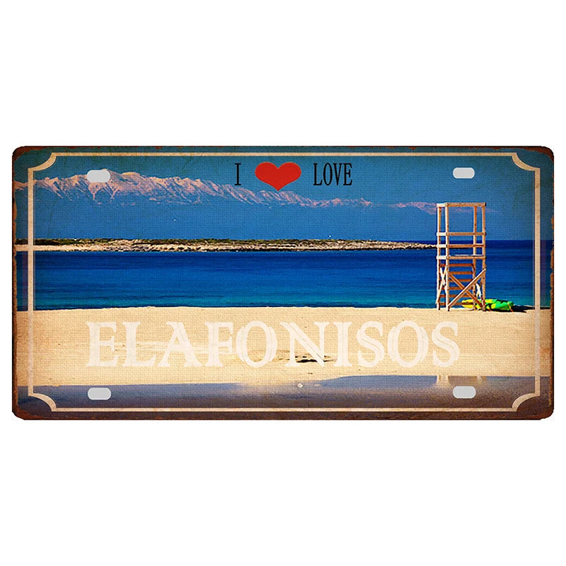 30X15CM Crete Zakynthos Santorini Greek Island Beach Metal Tin Sign Travel Souvenir Wall Shop Home Art Decor DC-1358B