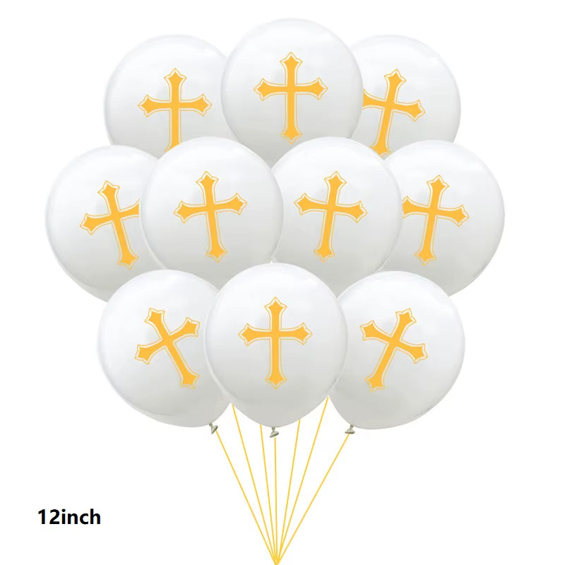 1Set Church Cross Pigeon Dove Foil Balloons Christian Catholic Worship Pray Wedding Celebration Birthday Follower Disciple Party