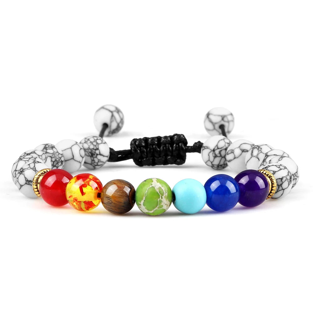 7 Chakra Healing Bracelets Men 8Mm Natural Lava Stone Tiger Eye Beads Energy Bracelets Women Yoga Meditation Wrist Jewelry Gifts