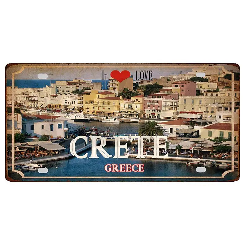 30X15CM Crete Zakynthos Santorini Greek Island Beach Metal Tin Sign Travel Souvenir Wall Shop Home Art Decor DC-1358B