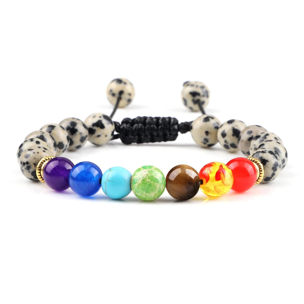 7 Chakra Healing Bracelets Men 8Mm Natural Lava Stone Tiger Eye Beads Energy Bracelets Women Yoga Meditation Wrist Jewelry Gifts