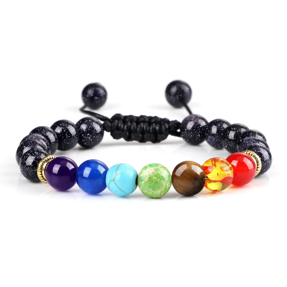 7 Chakra Healing Bracelets Men 8Mm Natural Lava Stone Tiger Eye Beads Energy Bracelets Women Yoga Meditation Wrist Jewelry Gifts