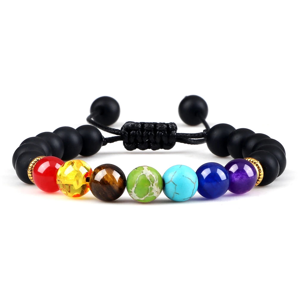 7 Chakra Healing Bracelets Men 8Mm Natural Lava Stone Tiger Eye Beads Energy Bracelets Women Yoga Meditation Wrist Jewelry Gifts