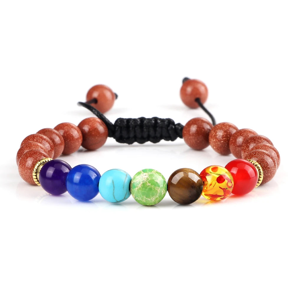 7 Chakra Healing Bracelets Men 8Mm Natural Lava Stone Tiger Eye Beads Energy Bracelets Women Yoga Meditation Wrist Jewelry Gifts