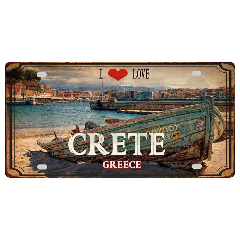 30X15CM Crete Zakynthos Santorini Greek Island Beach Metal Tin Sign Travel Souvenir Wall Shop Home Art Decor DC-1358B