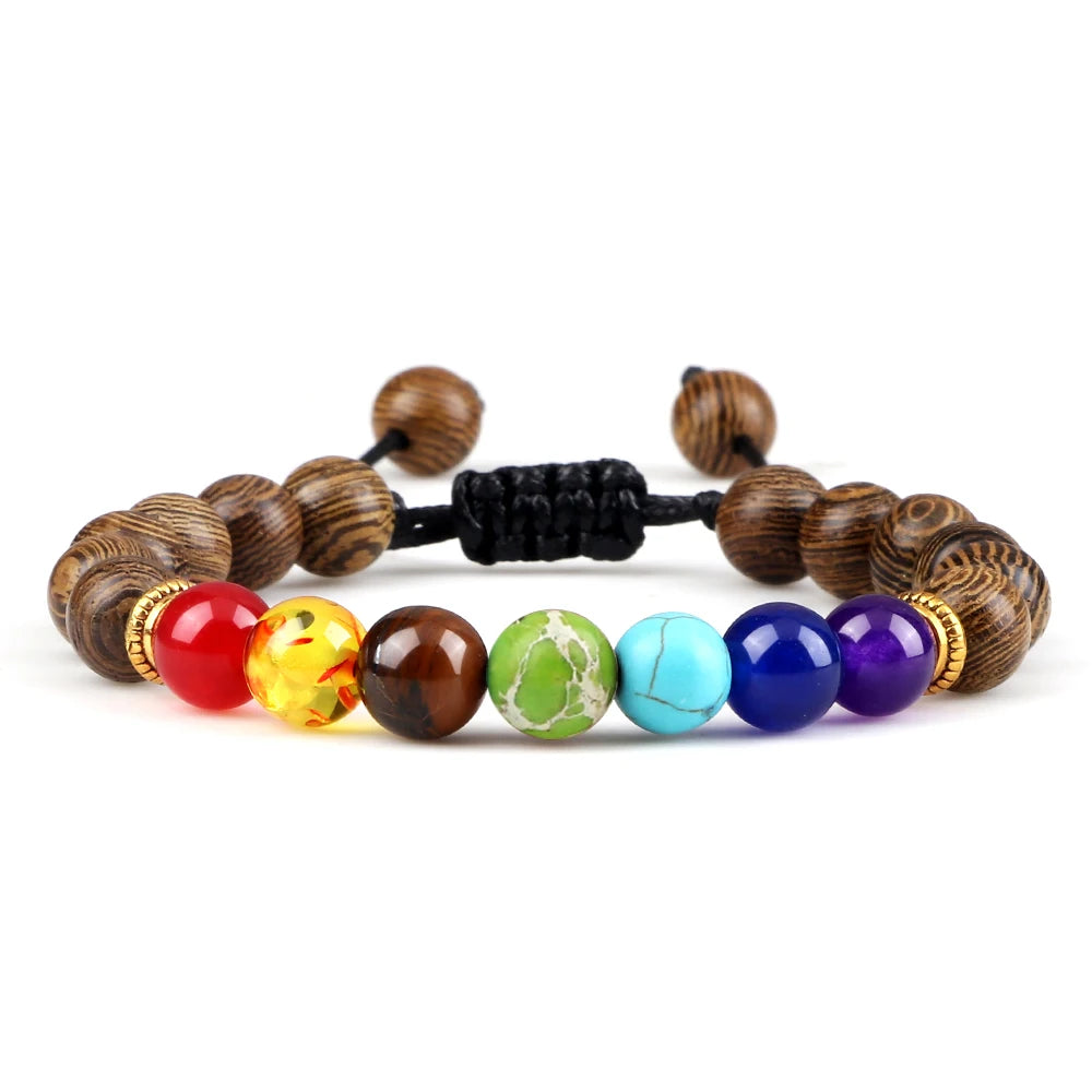 7 Chakra Healing Bracelets Men 8Mm Natural Lava Stone Tiger Eye Beads Energy Bracelets Women Yoga Meditation Wrist Jewelry Gifts