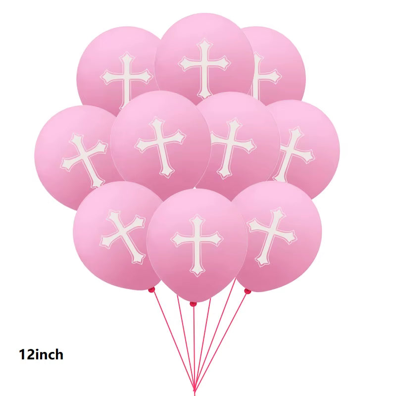 1Set Church Cross Pigeon Dove Foil Balloons Christian Catholic Worship Pray Wedding Celebration Birthday Follower Disciple Party
