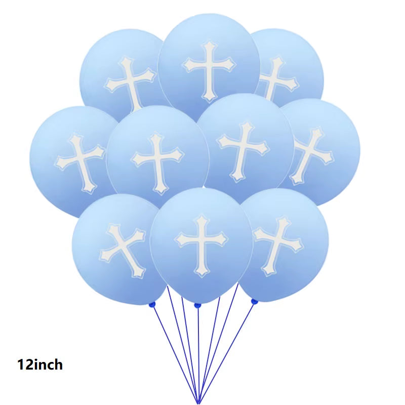 1Set Church Cross Pigeon Dove Foil Balloons Christian Catholic Worship Pray Wedding Celebration Birthday Follower Disciple Party