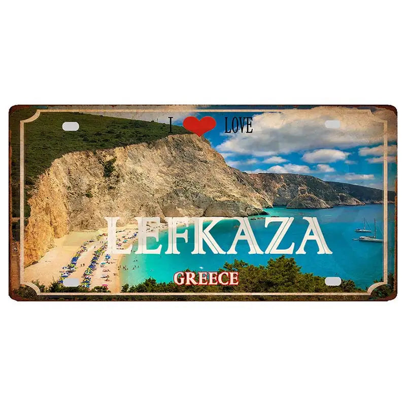 30X15CM Crete Zakynthos Santorini Greek Island Beach Metal Tin Sign Travel Souvenir Wall Shop Home Art Decor DC-1358B