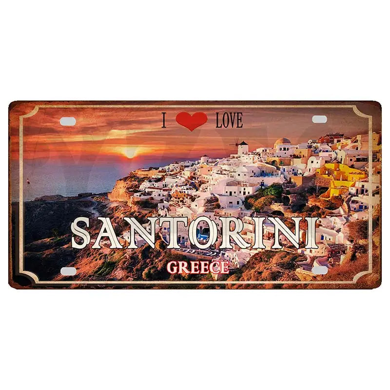 30X15CM Crete Zakynthos Santorini Greek Island Beach Metal Tin Sign Travel Souvenir Wall Shop Home Art Decor DC-1358B