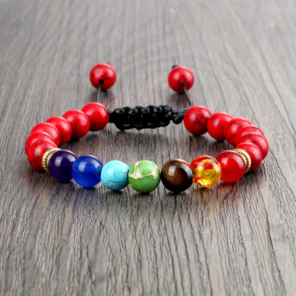 7 Chakra Healing Bracelets Men 8Mm Natural Lava Stone Tiger Eye Beads Energy Bracelets Women Yoga Meditation Wrist Jewelry Gifts