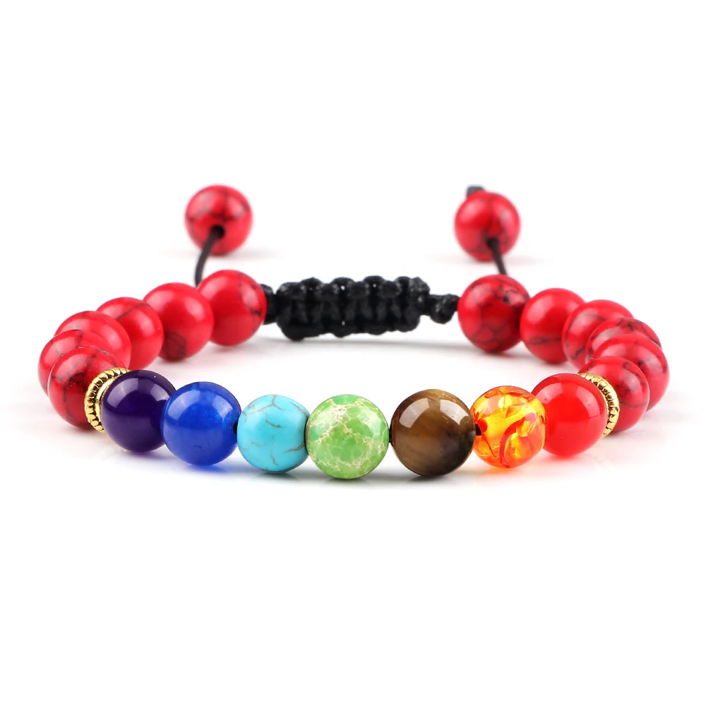 7 Chakra Healing Bracelets Men 8Mm Natural Lava Stone Tiger Eye Beads Energy Bracelets Women Yoga Meditation Wrist Jewelry Gifts