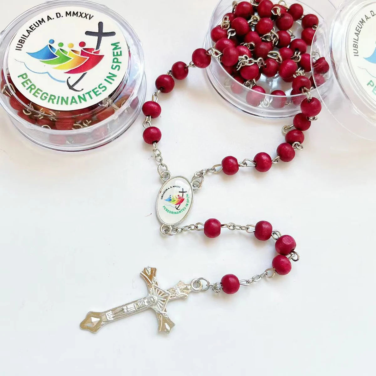 Chapelet de 2025 jubilé, cadeaux catholiques avec boîte.