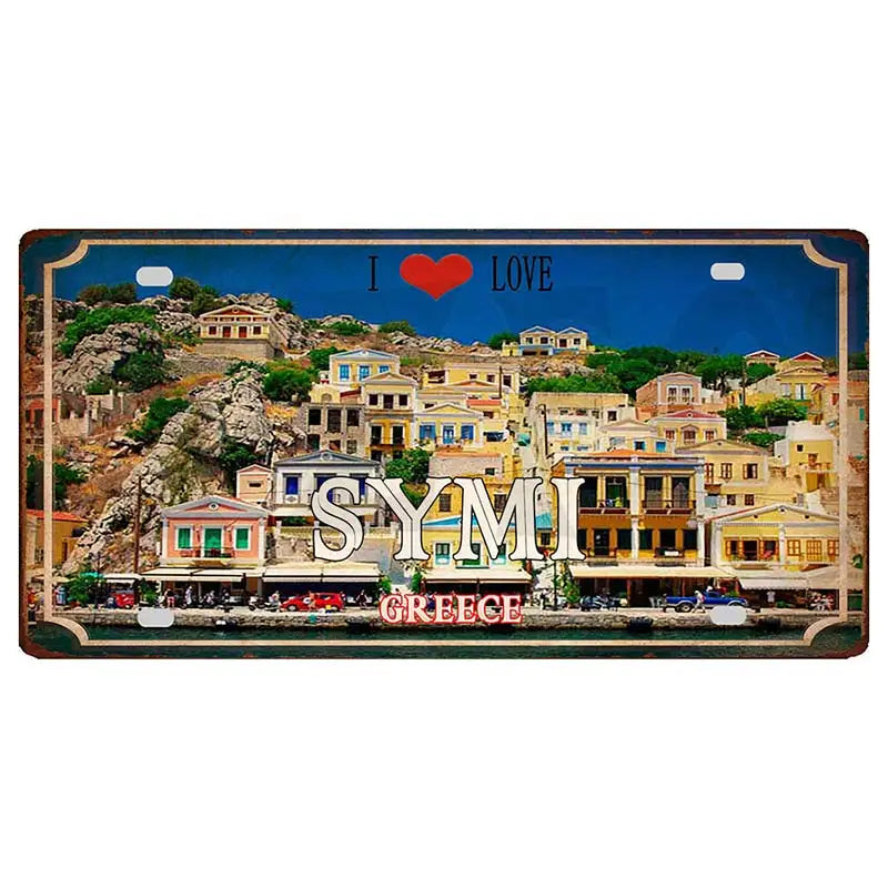 30X15CM Crete Zakynthos Santorini Greek Island Beach Metal Tin Sign Travel Souvenir Wall Shop Home Art Decor DC-1358B