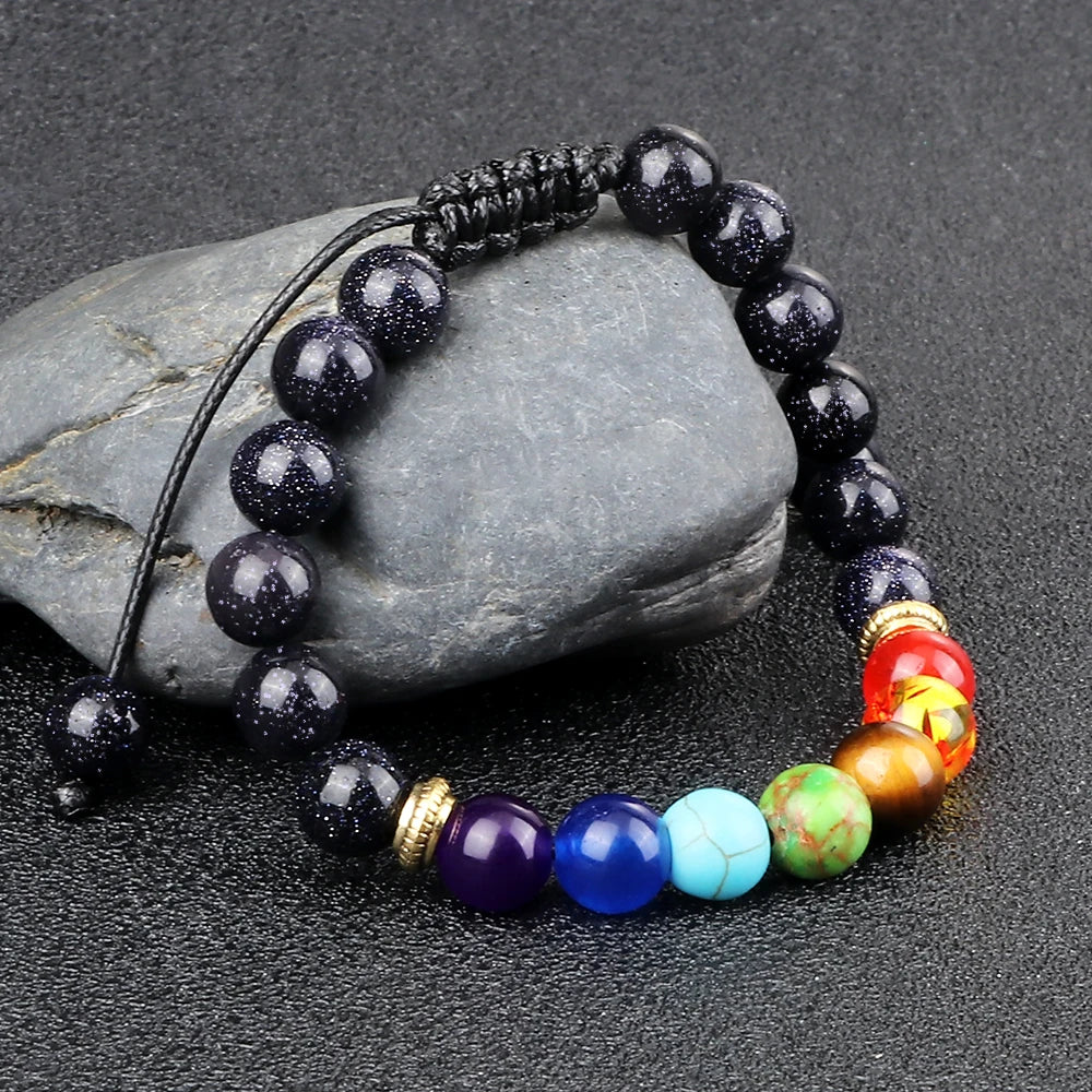 7 Chakra Healing Bracelets Men 8Mm Natural Lava Stone Tiger Eye Beads Energy Bracelets Women Yoga Meditation Wrist Jewelry Gifts