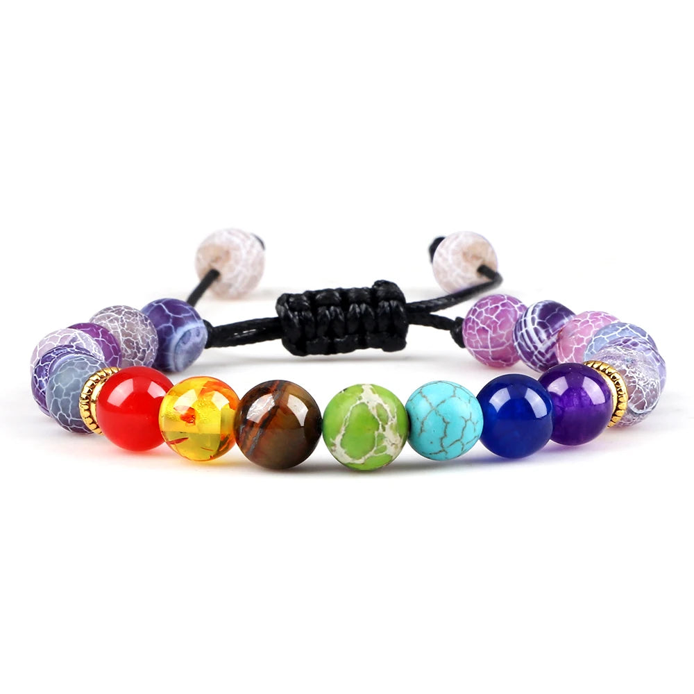 7 Chakra Healing Bracelets Men 8Mm Natural Lava Stone Tiger Eye Beads Energy Bracelets Women Yoga Meditation Wrist Jewelry Gifts