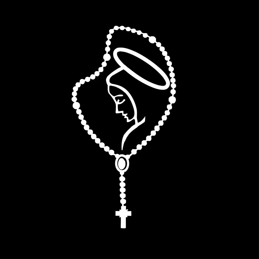 Rosary Virgin Mary Fatima Vinyl Catholic Laptop Car Bumper Stickers Decals Catholic Religous Virgen Latin God