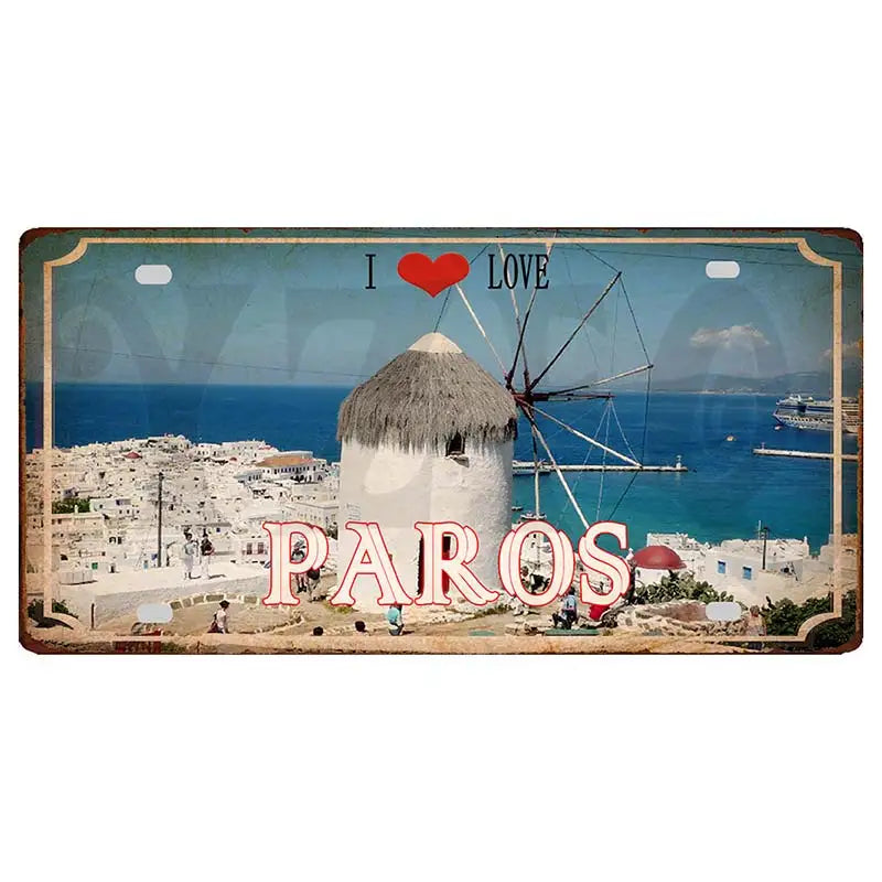 30X15CM Crete Zakynthos Santorini Greek Island Beach Metal Tin Sign Travel Souvenir Wall Shop Home Art Decor DC-1358B