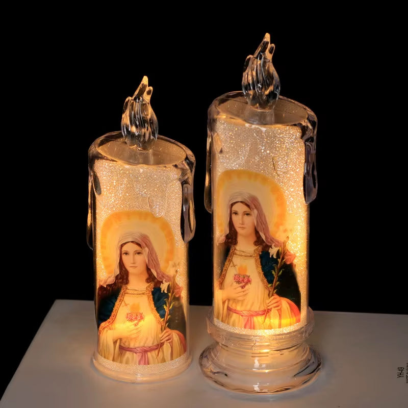 Bougies Jésus-Christ, lampe LED, photophore romantique
