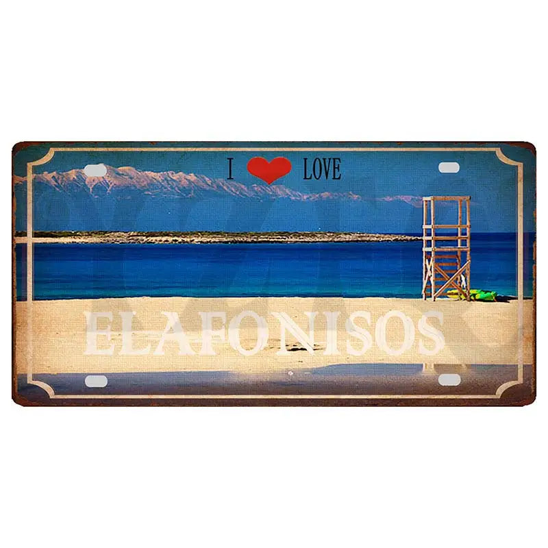 30X15CM Crete Zakynthos Santorini Greek Island Beach Metal Tin Sign Travel Souvenir Wall Shop Home Art Decor DC-1358B