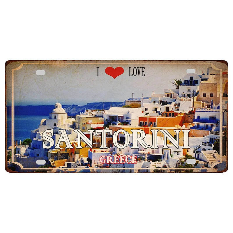 30X15CM Crete Zakynthos Santorini Greek Island Beach Metal Tin Sign Travel Souvenir Wall Shop Home Art Decor DC-1358B