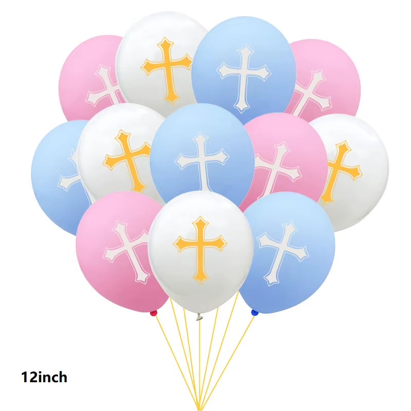 1Set Church Cross Pigeon Dove Foil Balloons Christian Catholic Worship Pray Wedding Celebration Birthday Follower Disciple Party