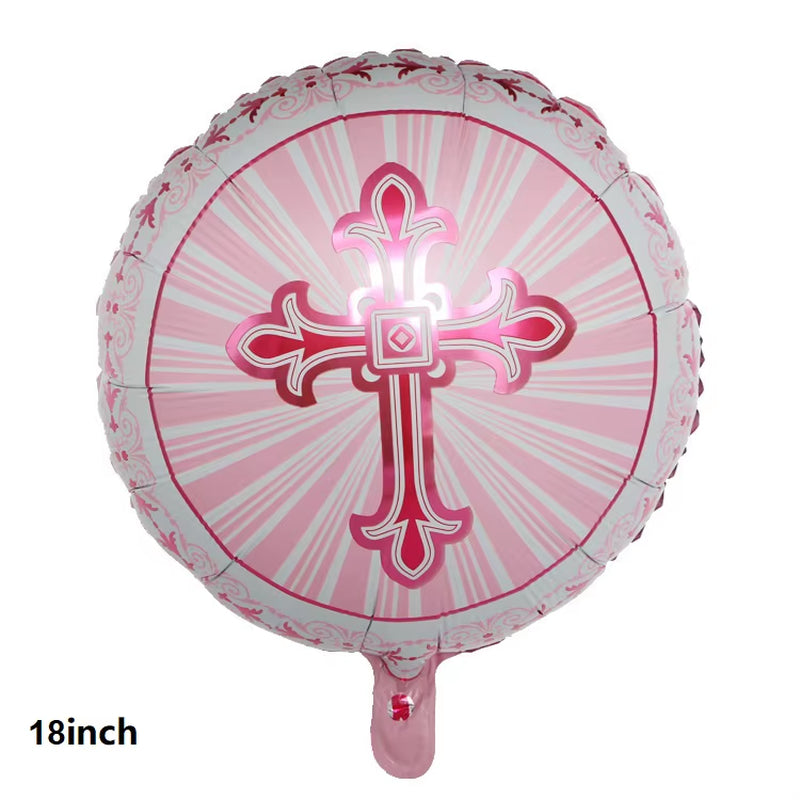 1Set Church Cross Pigeon Dove Foil Balloons Christian Catholic Worship Pray Wedding Celebration Birthday Follower Disciple Party
