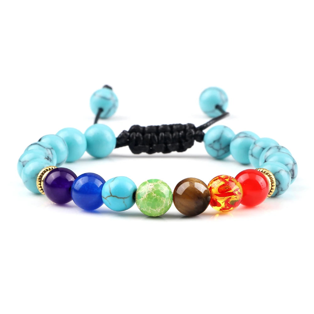 7 Chakra Healing Bracelets Men 8Mm Natural Lava Stone Tiger Eye Beads Energy Bracelets Women Yoga Meditation Wrist Jewelry Gifts