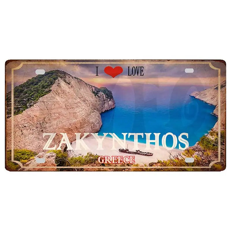 30X15CM Crete Zakynthos Santorini Greek Island Beach Metal Tin Sign Travel Souvenir Wall Shop Home Art Decor DC-1358B