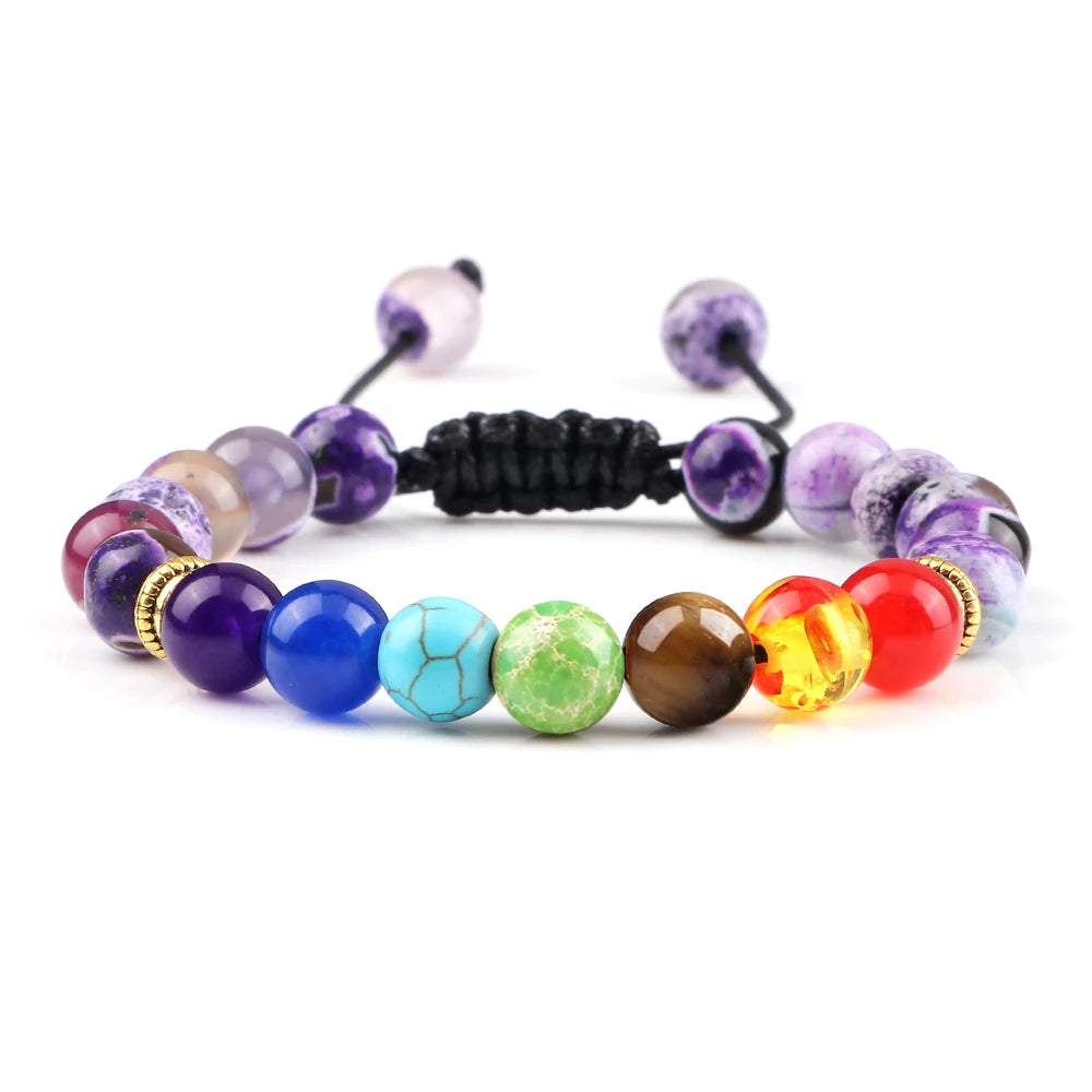 7 Chakra Healing Bracelets Men 8Mm Natural Lava Stone Tiger Eye Beads Energy Bracelets Women Yoga Meditation Wrist Jewelry Gifts