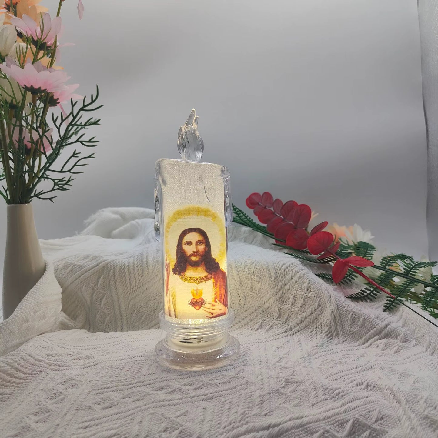 Bougies Jésus-Christ, lampe LED, photophore romantique