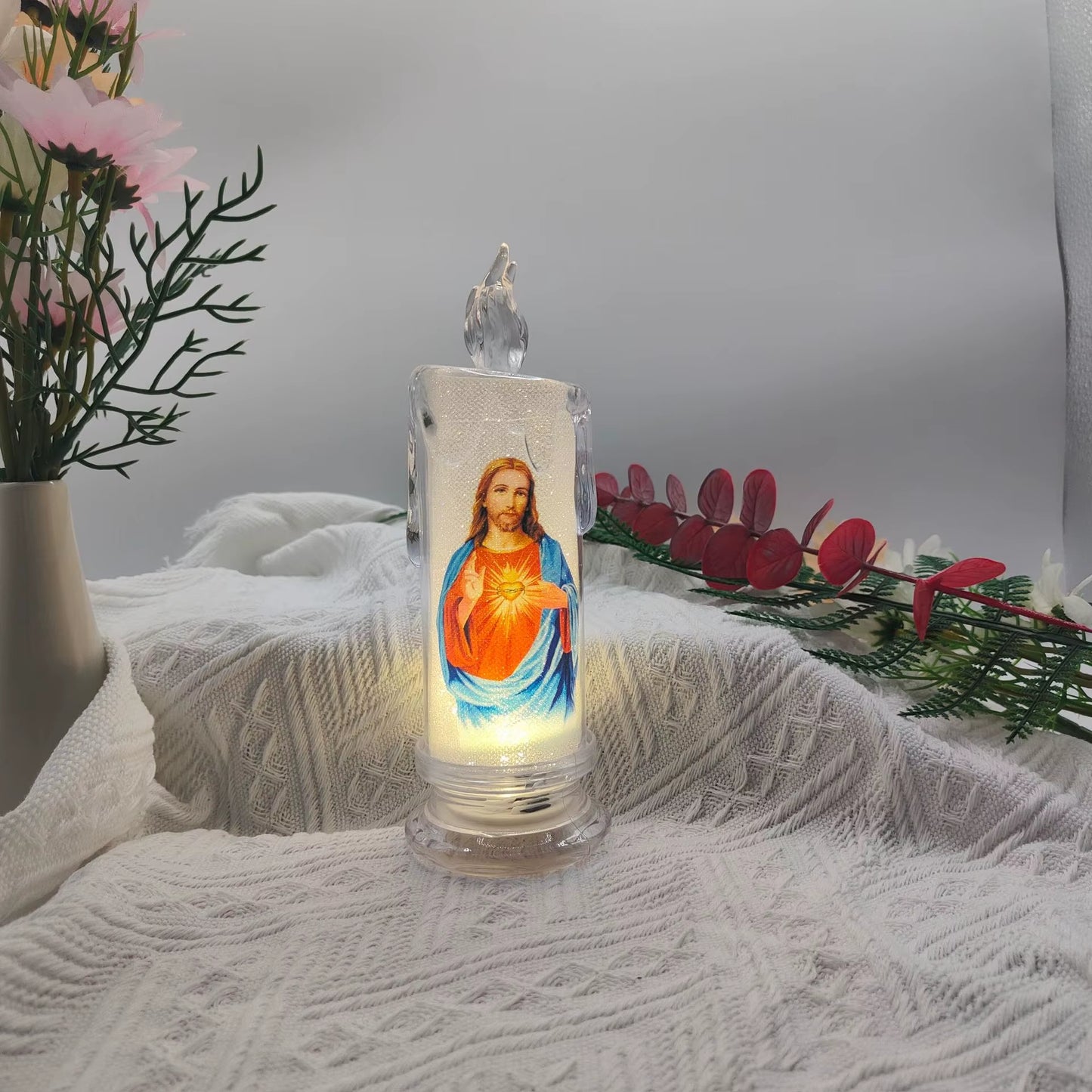 Bougies Jésus-Christ, lampe LED, photophore romantique
