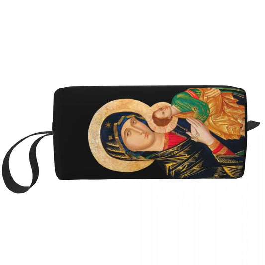 Custom Mary Undoer of Knots Cosmetic Bag Women Cute Catholic Our Lady of Virgin Mary Makeup Case Beauty Storage Toiletry Bags