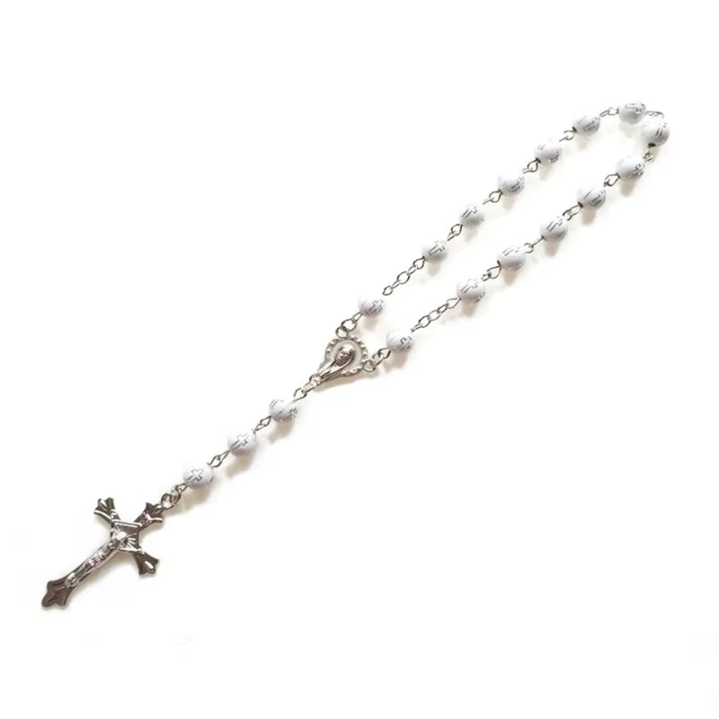  chapelet catholique  perles de verre couleur or rose