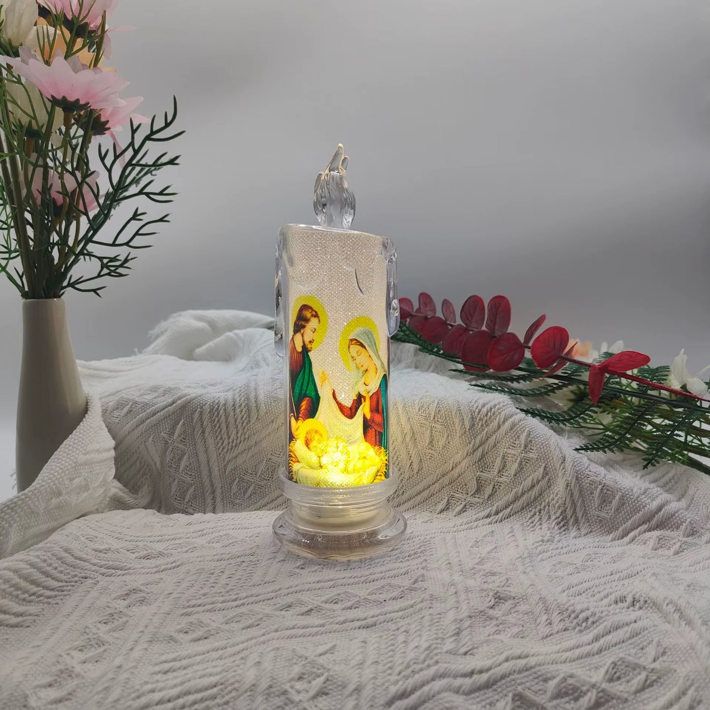 Bougies Jésus-Christ, lampe LED, photophore romantique