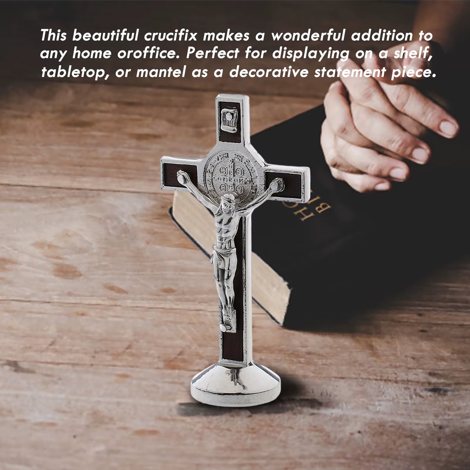 9Cm Metal Crucifix Cross Statue Jesus Christ Model with Sticky Base Christian Crucifix Catholic Home Desktop Decoration