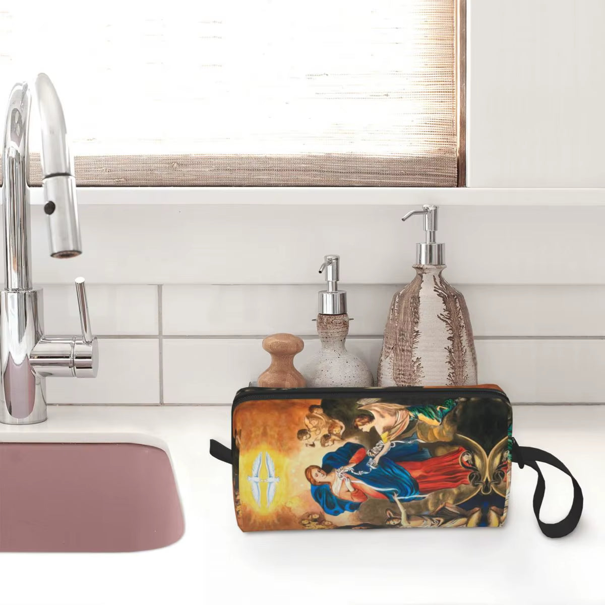 Custom Mary Undoer of Knots Cosmetic Bag Women Cute Catholic Our Lady of Virgin Mary Makeup Case Beauty Storage Toiletry Bags