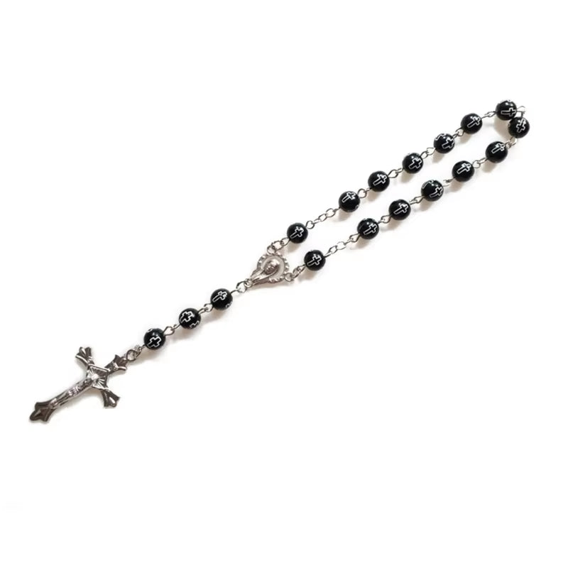  chapelet catholique  perles de verre couleur or rose