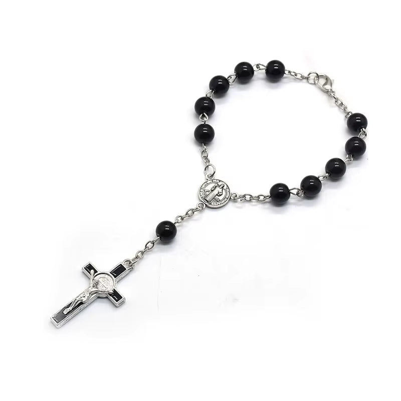  chapelet catholique  perles de verre couleur or rose