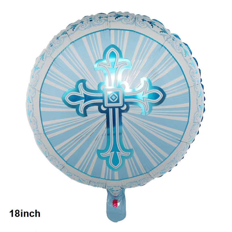 1Set Church Cross Pigeon Dove Foil Balloons Christian Catholic Worship Pray Wedding Celebration Birthday Follower Disciple Party