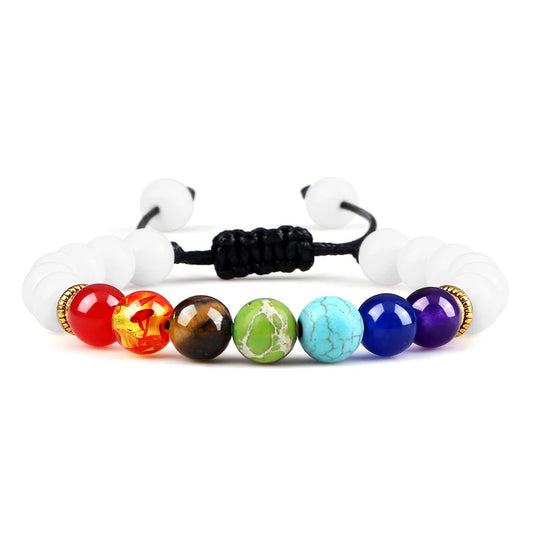 7 Chakra Healing Bracelets Men 8Mm Natural Lava Stone Tiger Eye Beads Energy Bracelets Women Yoga Meditation Wrist Jewelry Gifts