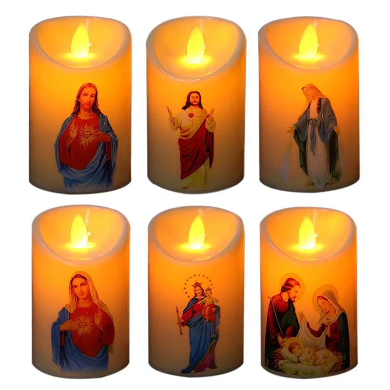 Bougies Jésus-Christ, lampe LED, photophore romantique