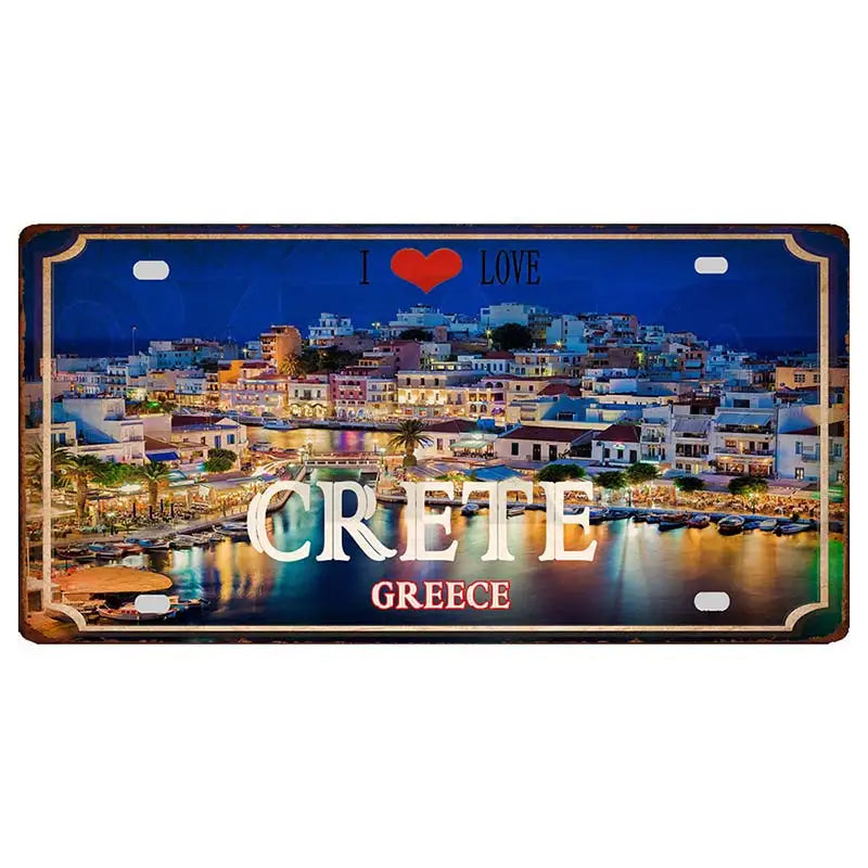 30X15CM Crete Zakynthos Santorini Greek Island Beach Metal Tin Sign Travel Souvenir Wall Shop Home Art Decor DC-1358B