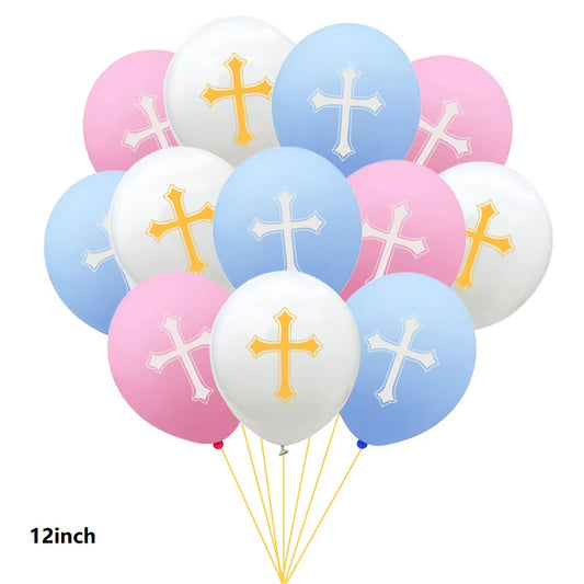 1Set Church Cross Pigeon Dove Foil Balloons Christian Catholic Worship Pray Wedding Celebration Birthday Follower Disciple Party